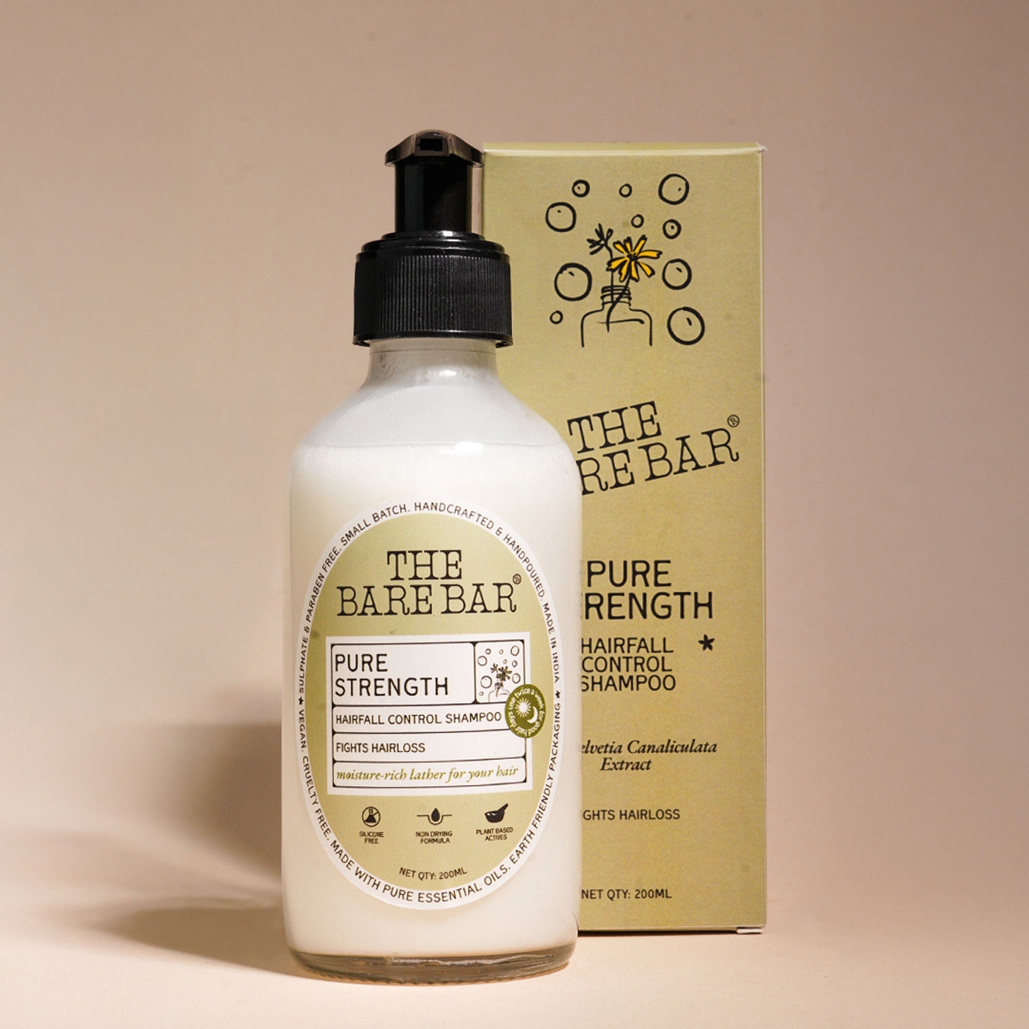 The Bare Bar Pure Strength Shampoo - Exfoliates Scalp, Strengthens Hair & Restores Ph Balance