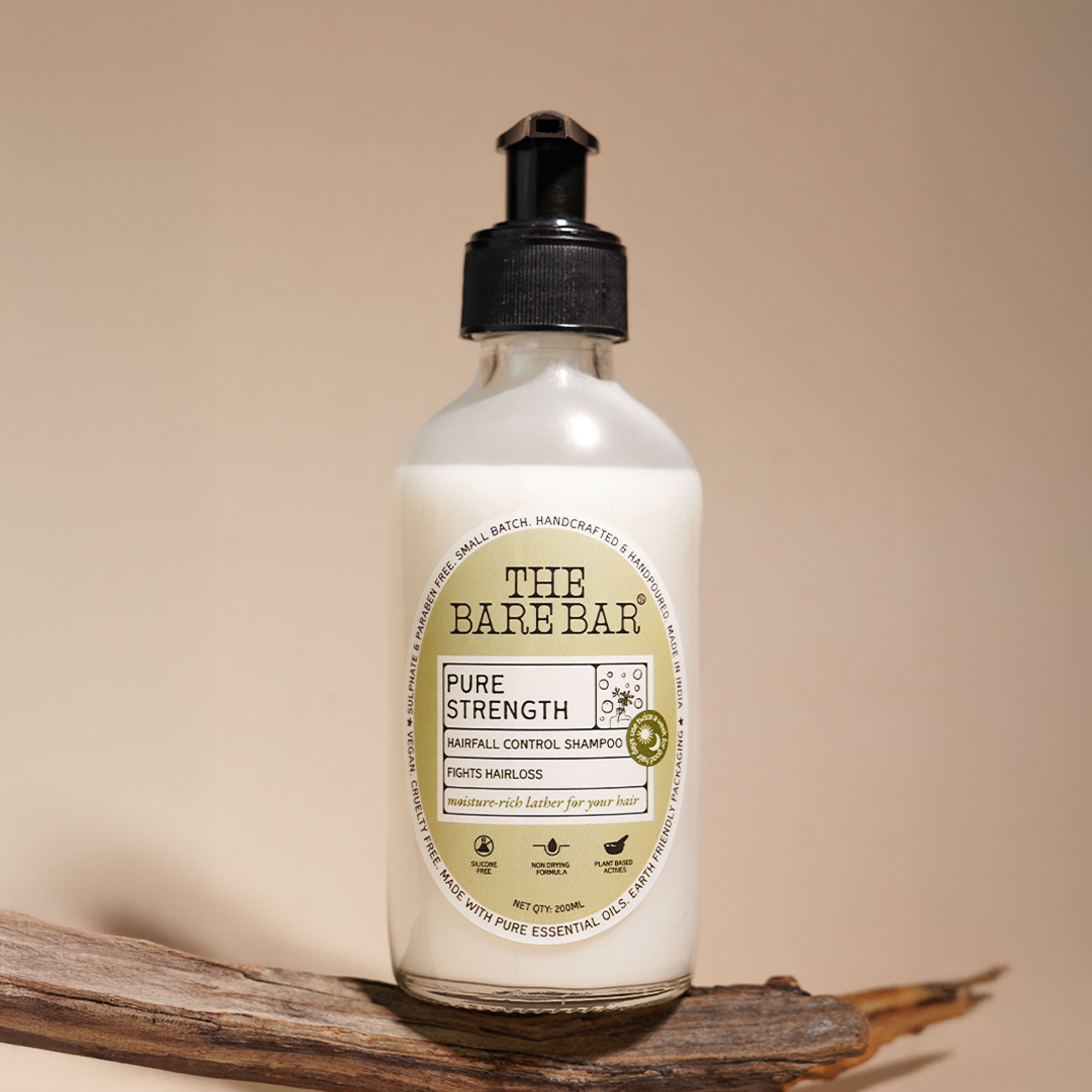 The Bare Bar Pure Strength Shampoo - Exfoliates Scalp, Strengthens Hair & Restores Ph Balance