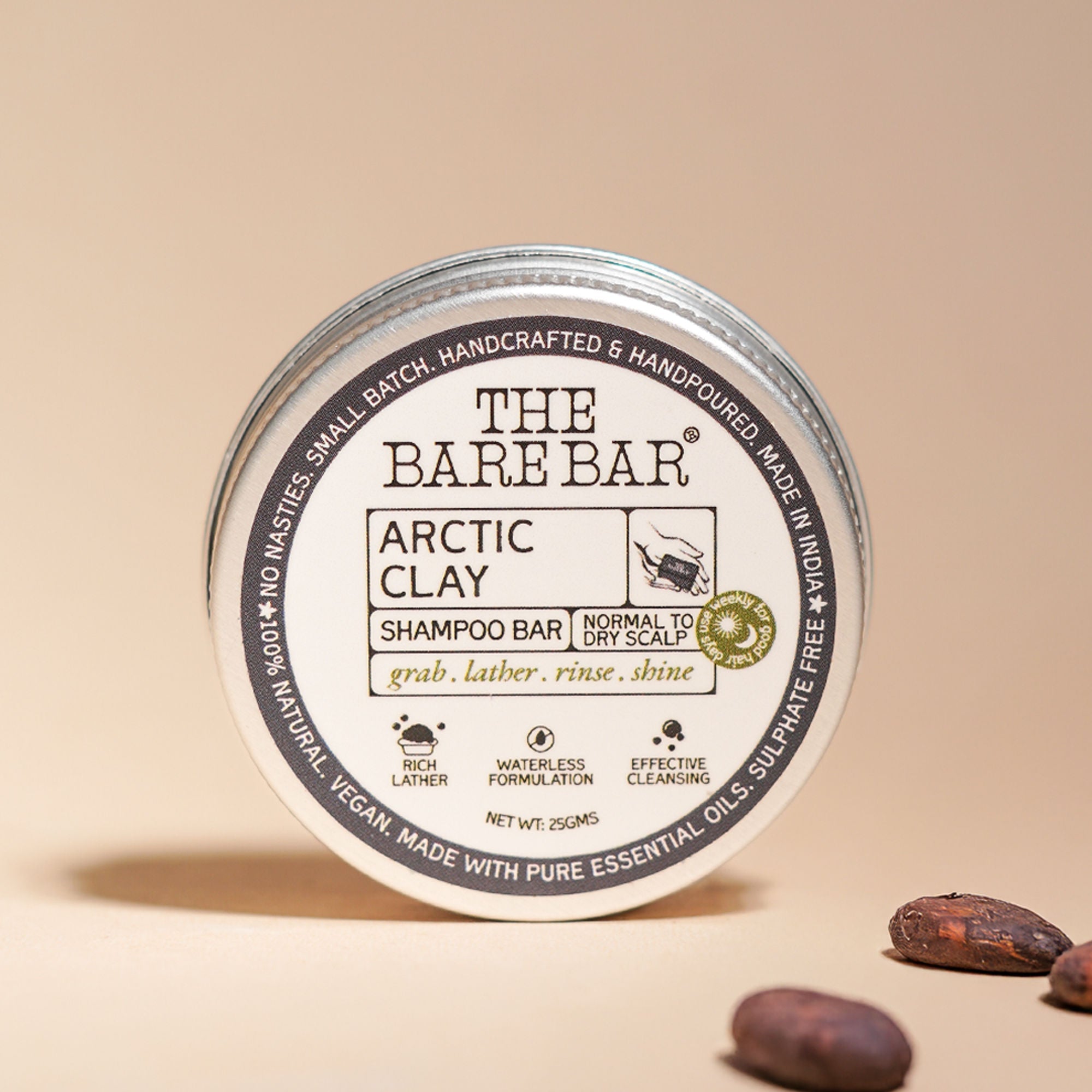 The Bare Bar Arctic Clay Shampoo Bar - Detoxifies Scalp, Boosts Volume & Locks In Moisture