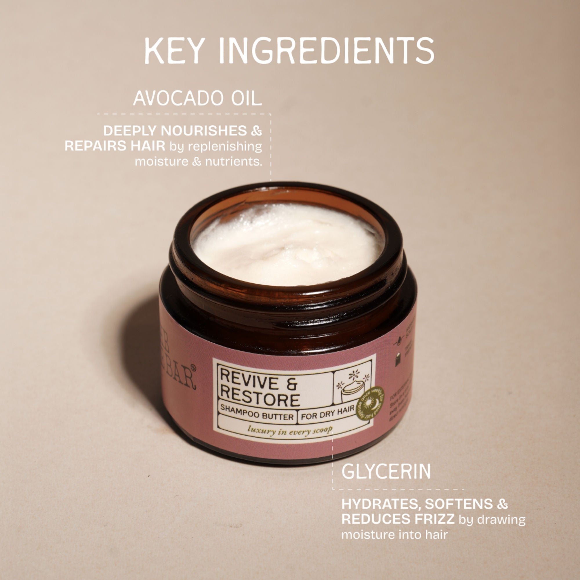 The Bare Bar Revive & Restore Shampoo Butter - Intense Hydration, Frizz Control & Hair Repair