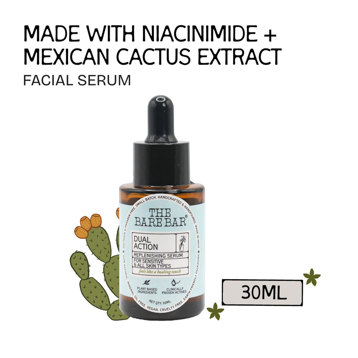 The Bare Bar Dual Action Serum With Cactus & Niacinamide