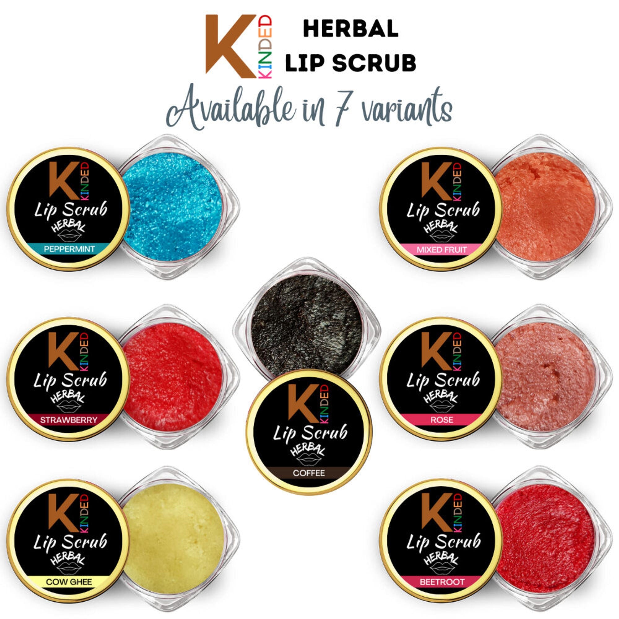 KINDED Lip Sugar Scrub Herbal Exfoliator - Strawberry