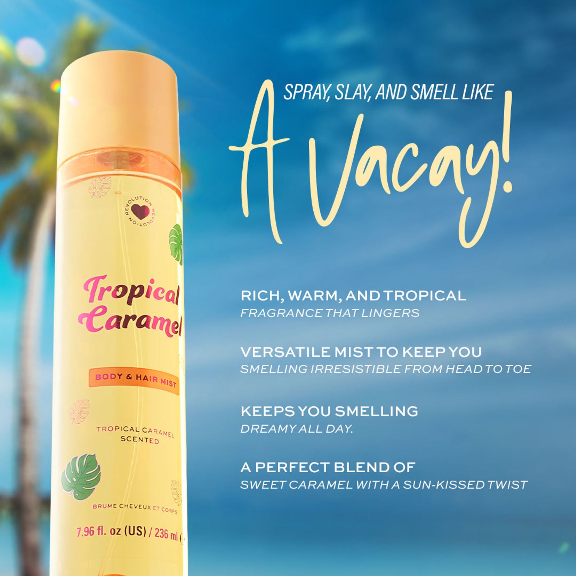 Makeup Revolution Tropical Caramel Hair And Body Mist