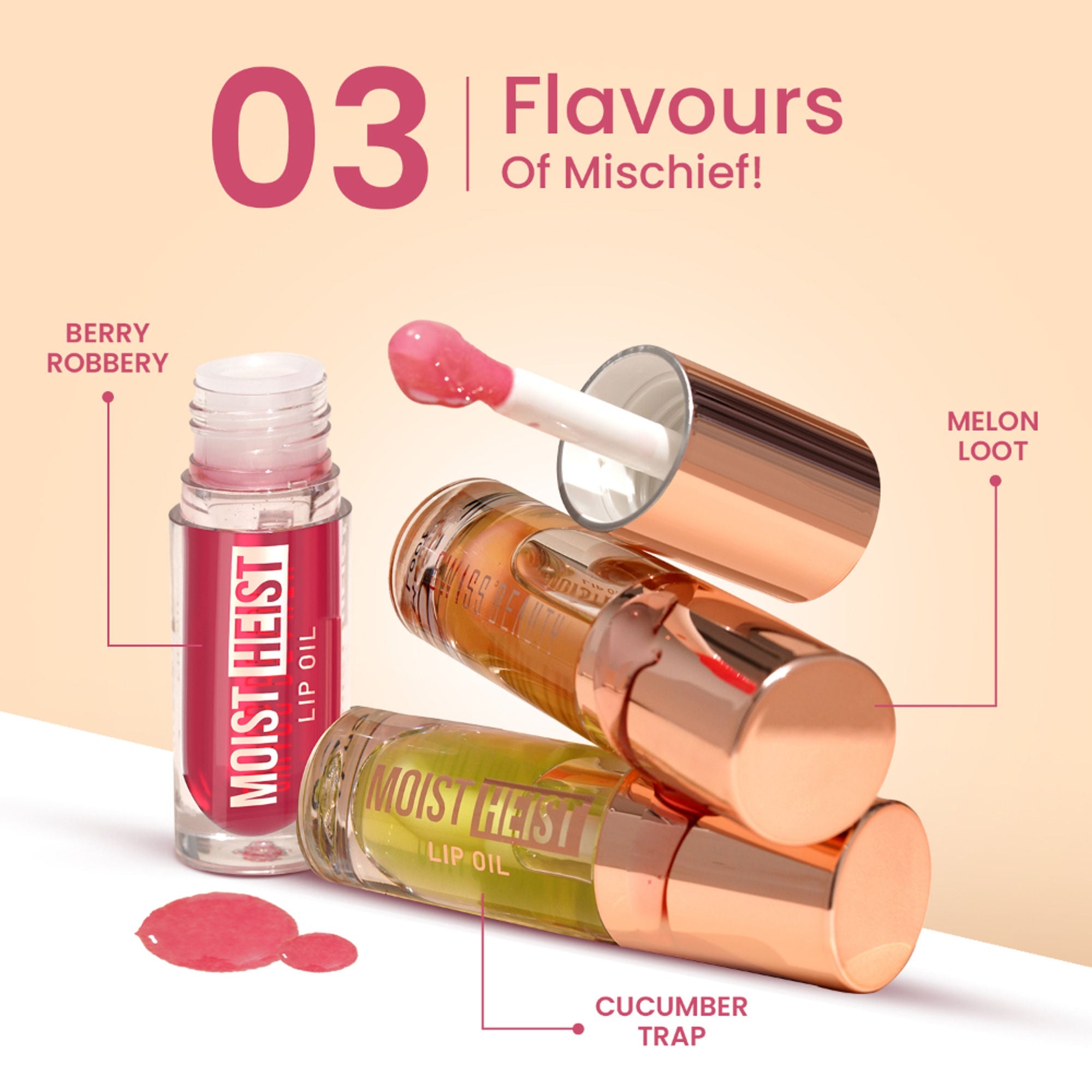 Swiss Beauty Moist Heist Lip Oil Colour-Changing With Vitamin E & Mint Oil - 2 Cucumber Trap