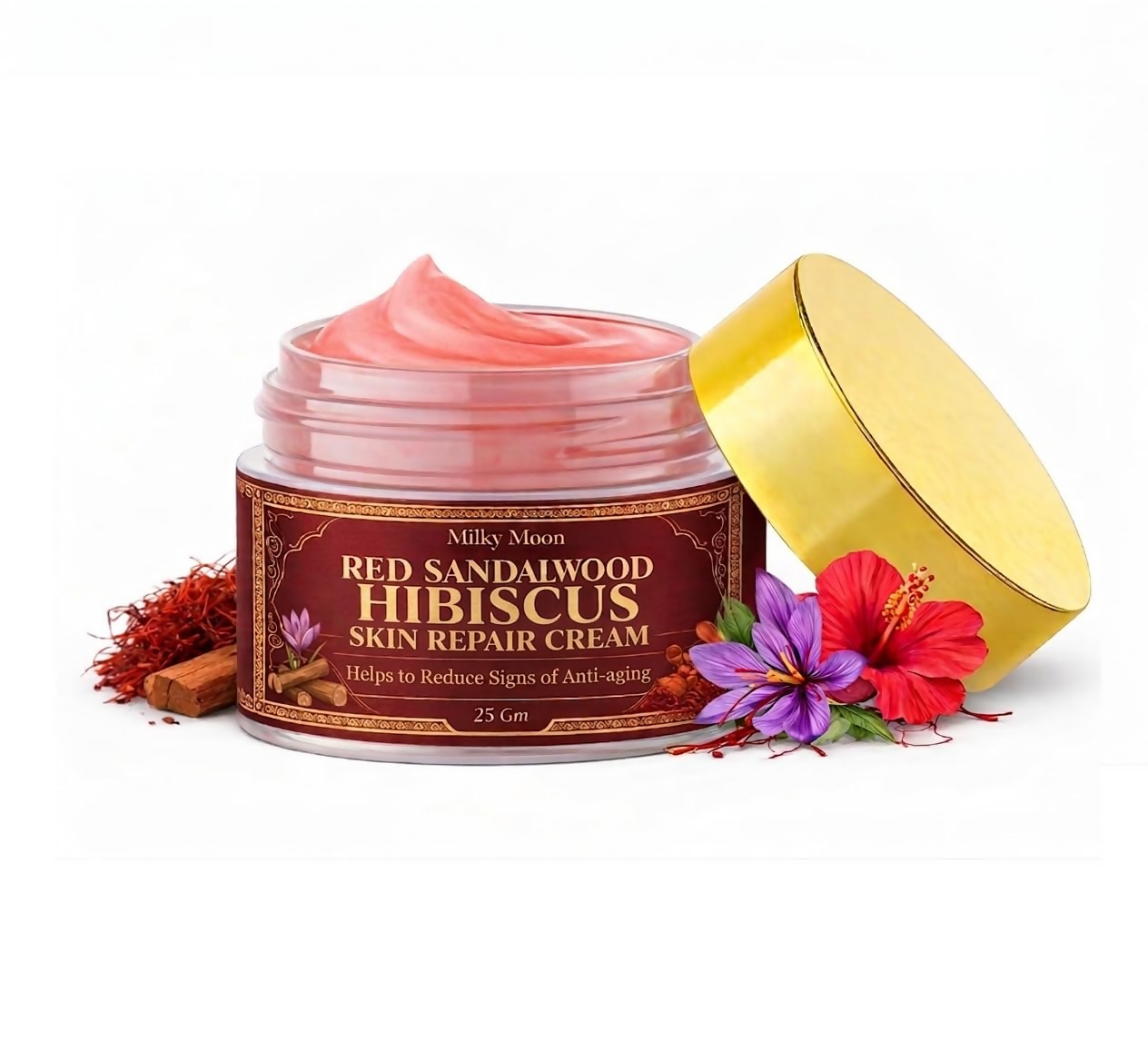 Milky Moon Red Sandalwood & Hibiscus Face Cream For Anti-Aging & Wrinkles