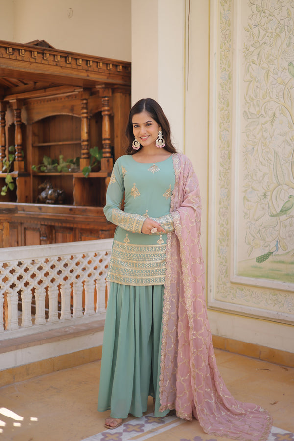 Aastha fashion Pista Dupatta with Faux Georgette kurti fabric