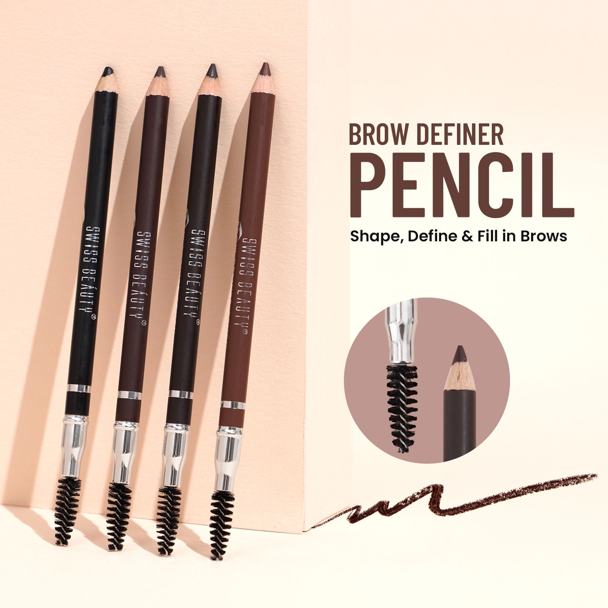 Swiss Beauty Brow Definer Pencil - 03 Deep Brown