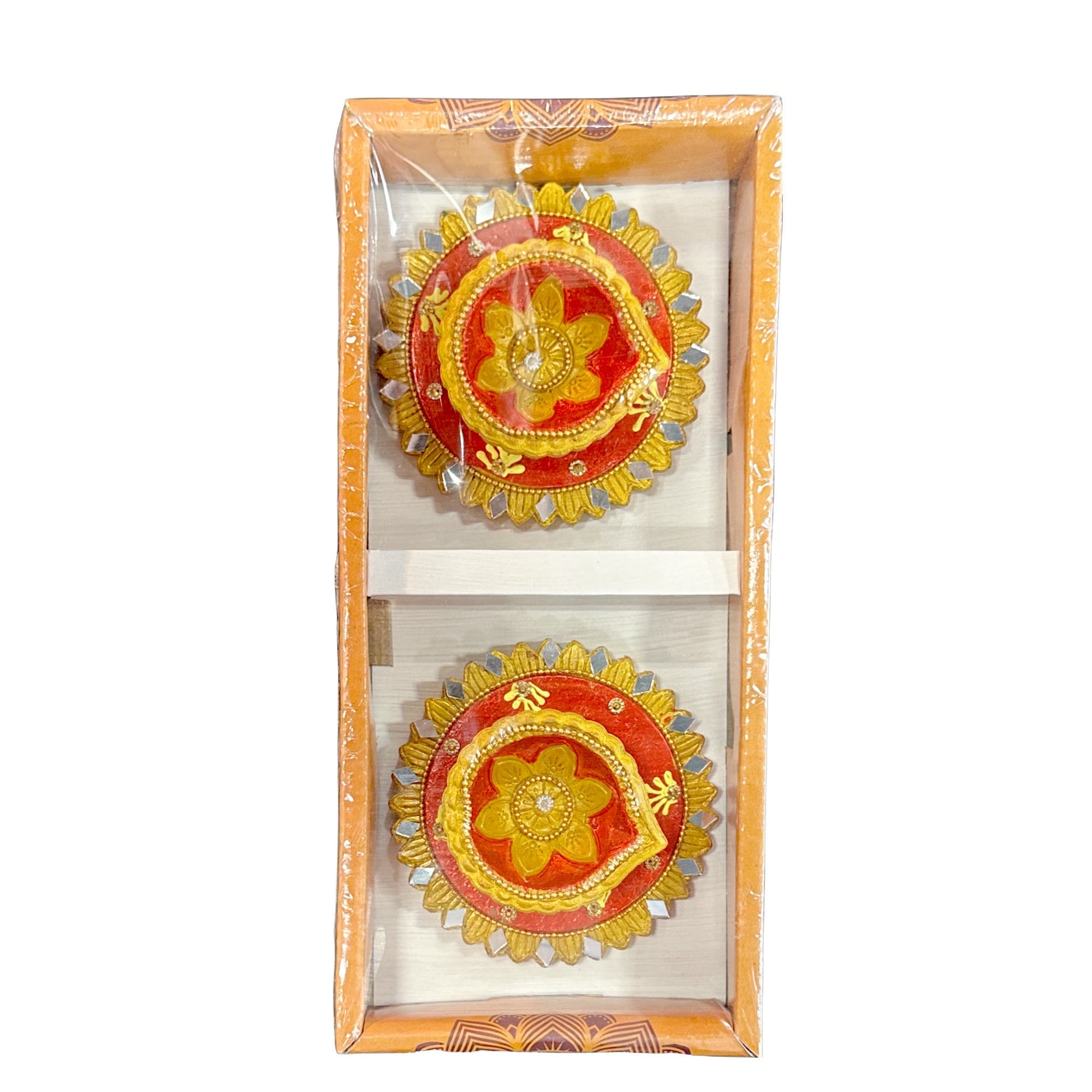 Divine Fancy Diya On Plate (2 Pcs)