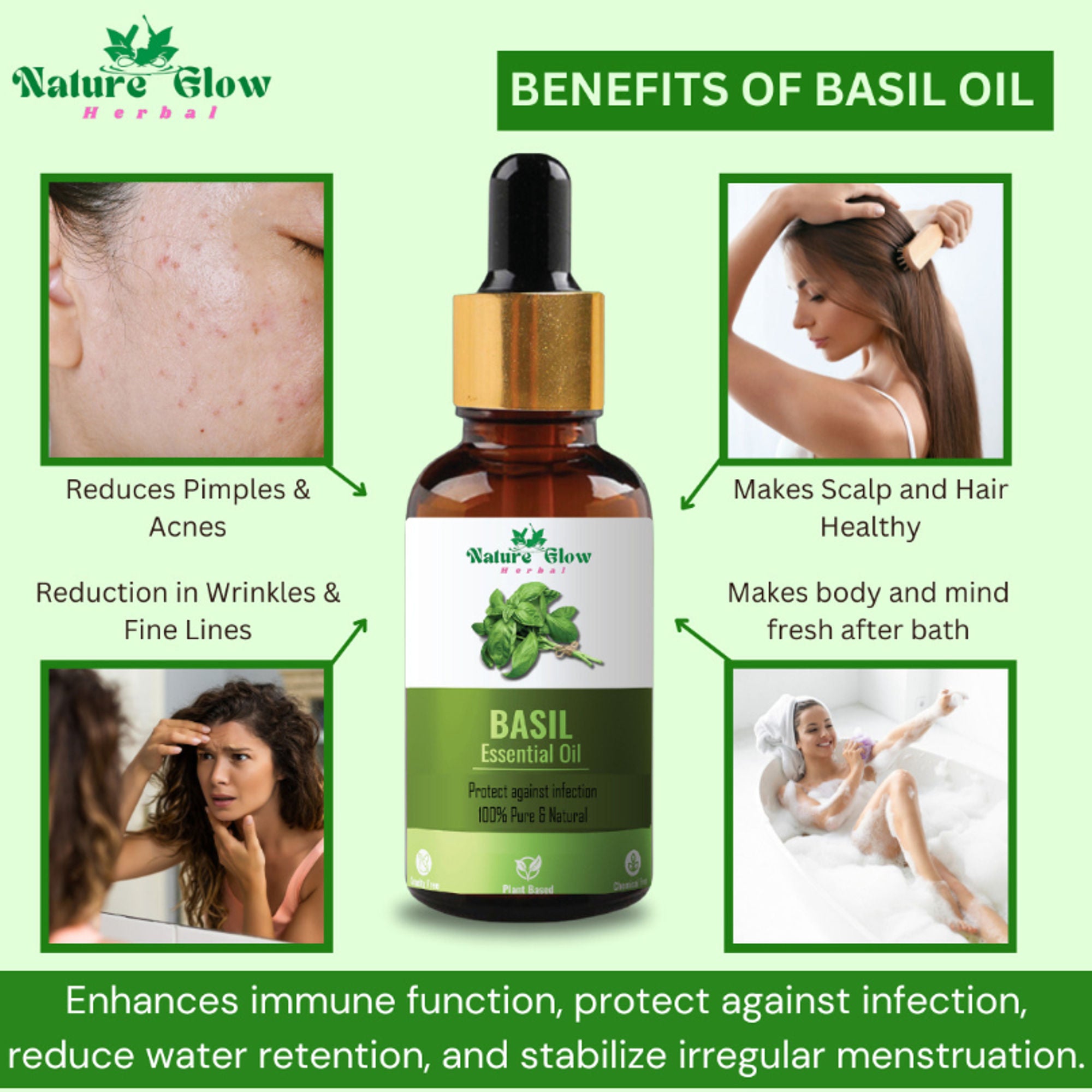Nature Glow Herbal Kumkumadi & Basil Essential Oil Combo