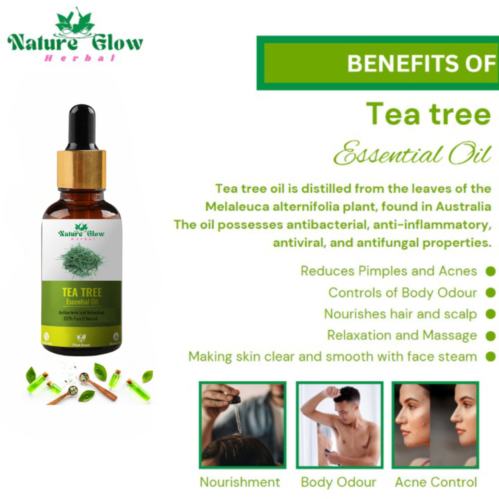 Nature Glow Herbal Tea Tree & Peppermint Essential Oil Combo