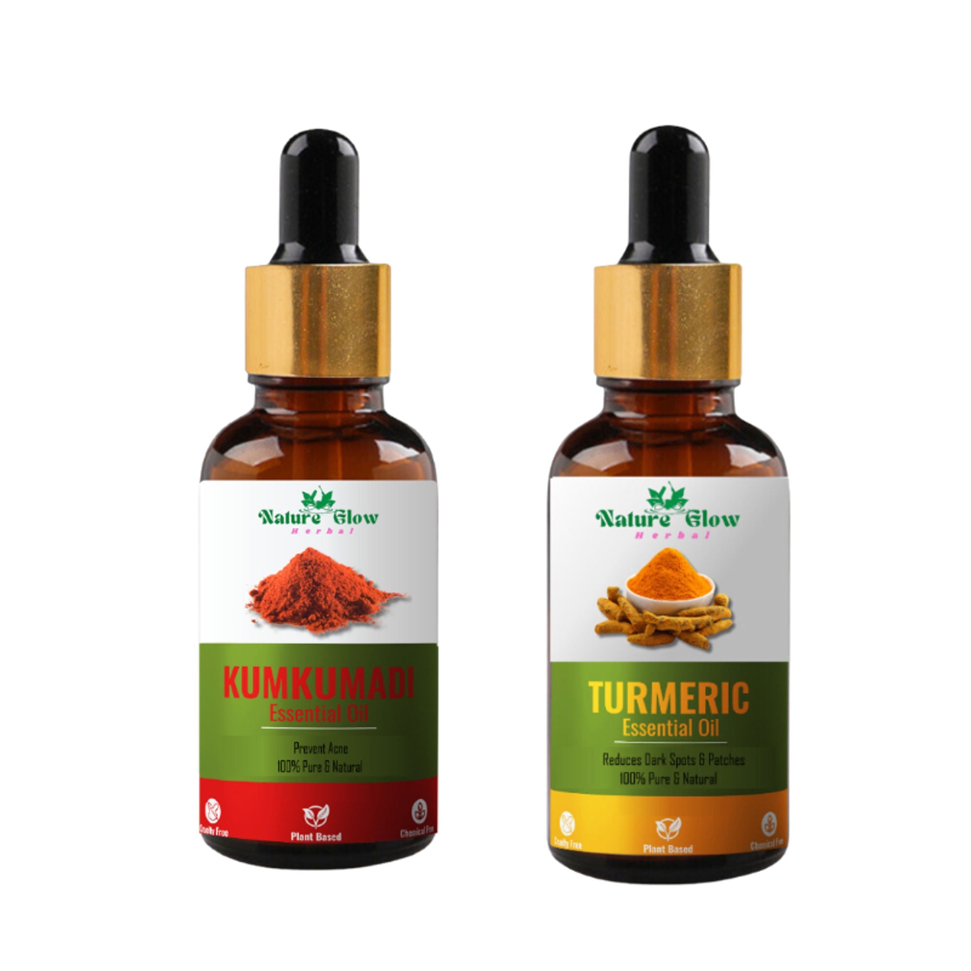 Nature Glow Herbal Kumkumadi & Turmeric Essential Oil Combo