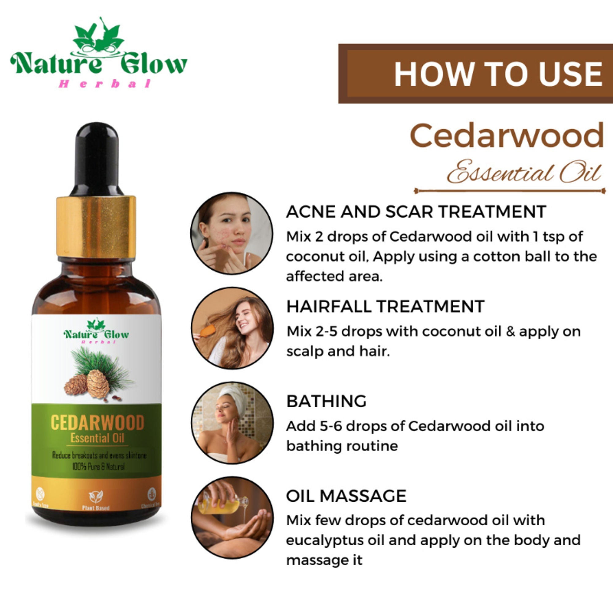 Nature Glow Herbal Kumkumadi & Basil & Cedarwood Essential Oil Combo