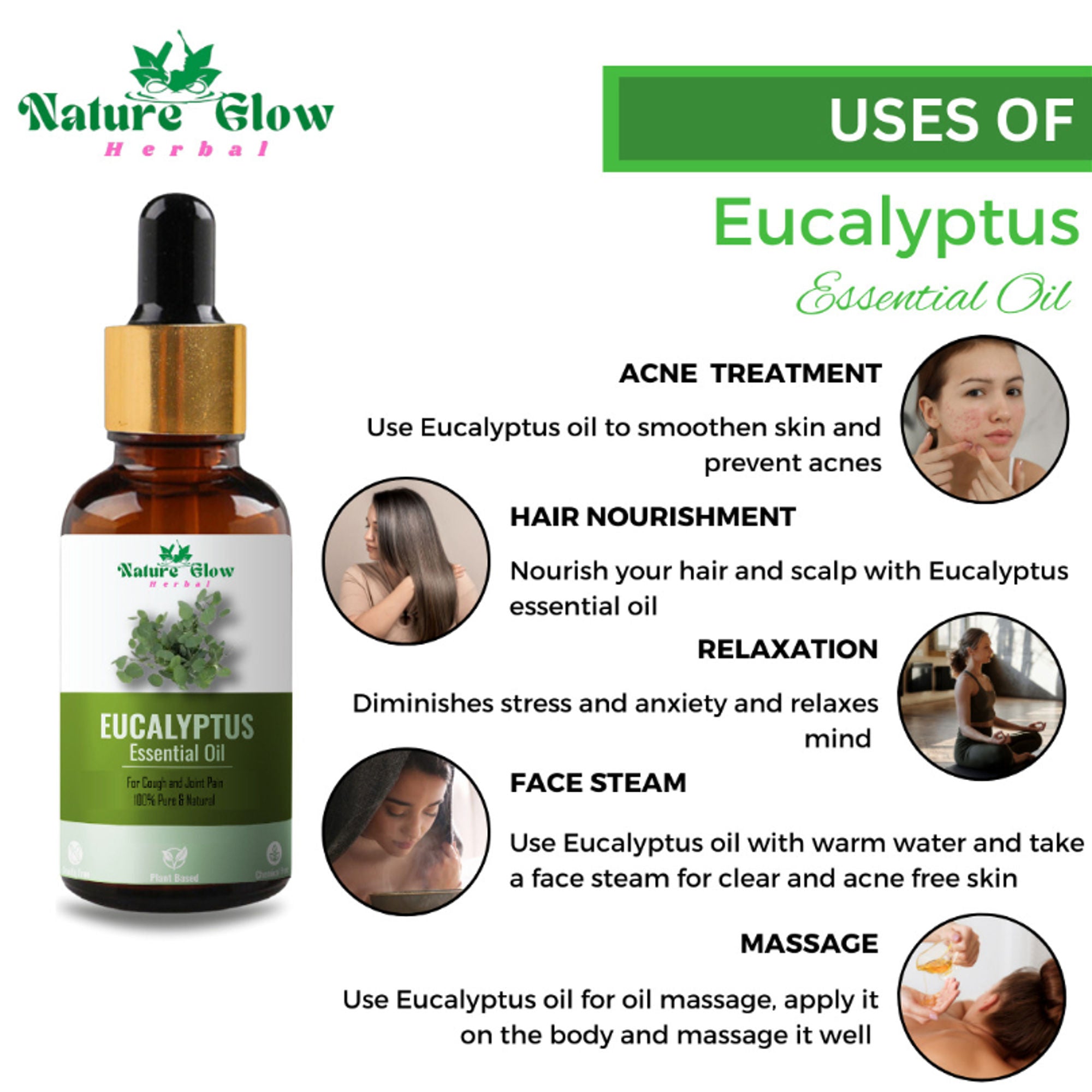 Nature Glow Herbal Sandalwood & Termaric & Eucallypatus Essential Oil Combo