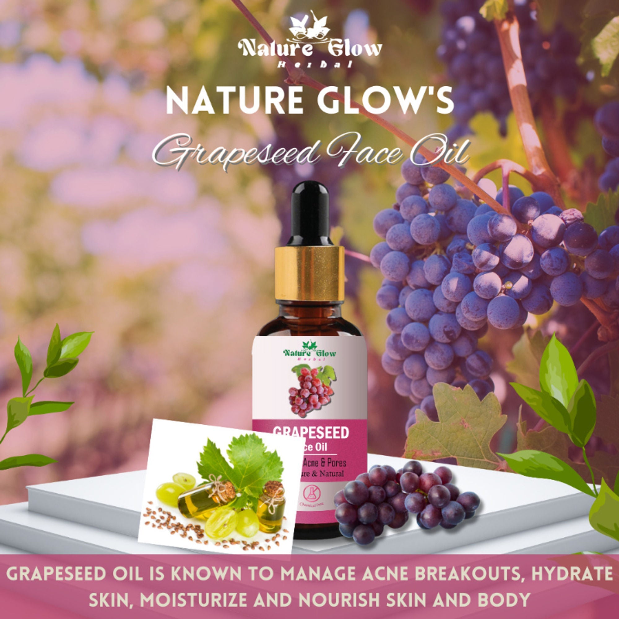 Nature Glow Herbal Finest And Freshest Avocado & Grapeseed Facial Oil Combo