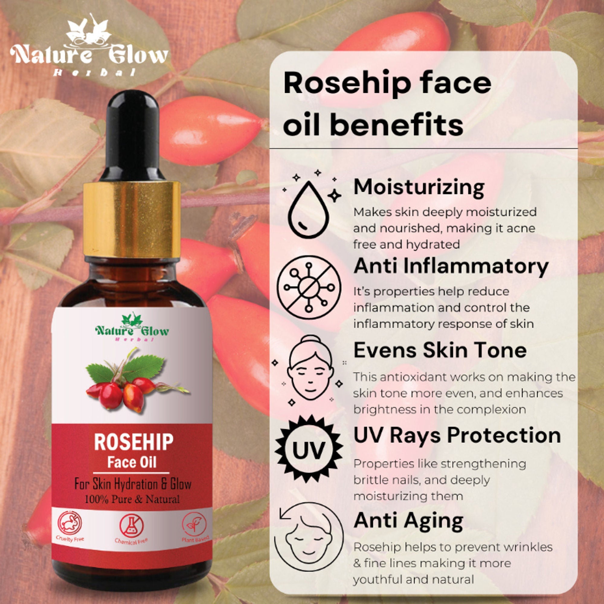 Nature Glow Herbal Apricoat & Rosehip Facial Oil Combo