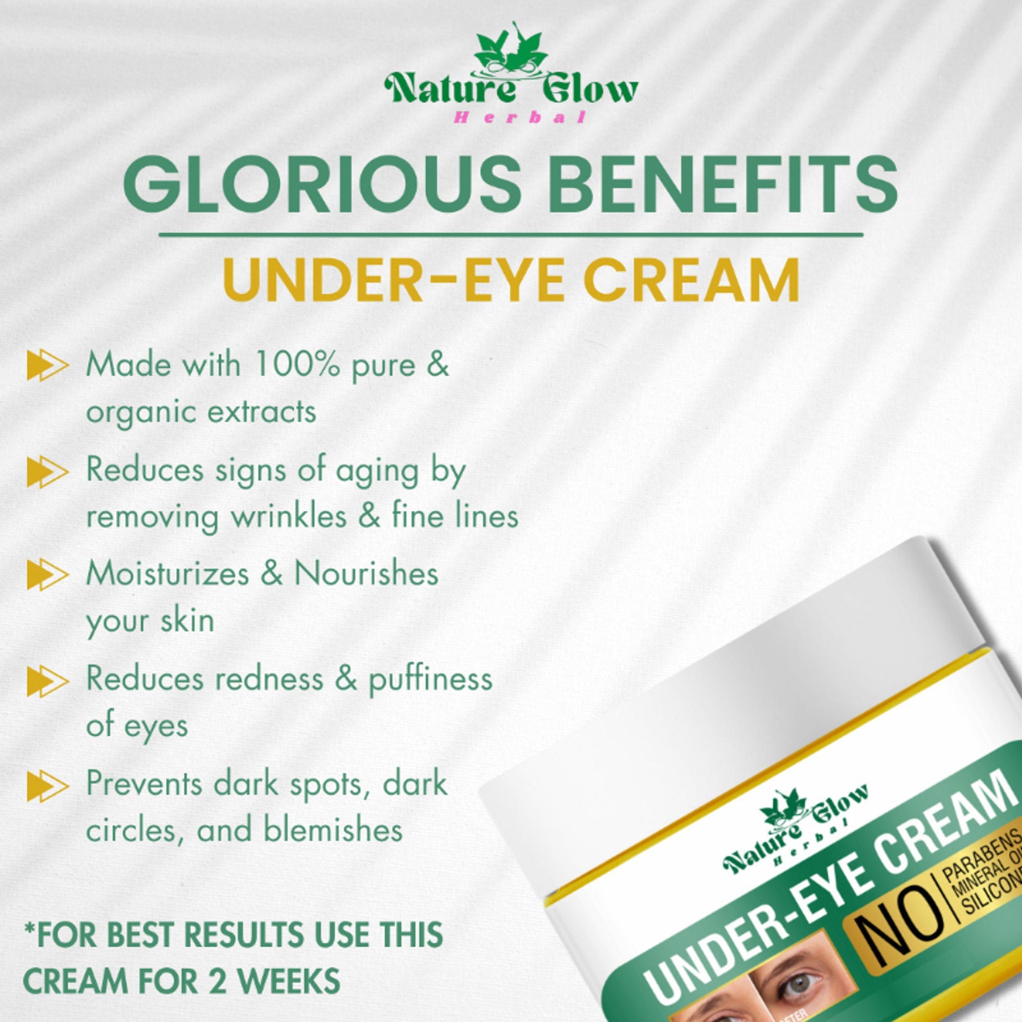 Nature Glow Herbal Under Eye Cream & Caffiene Roll On Combo
