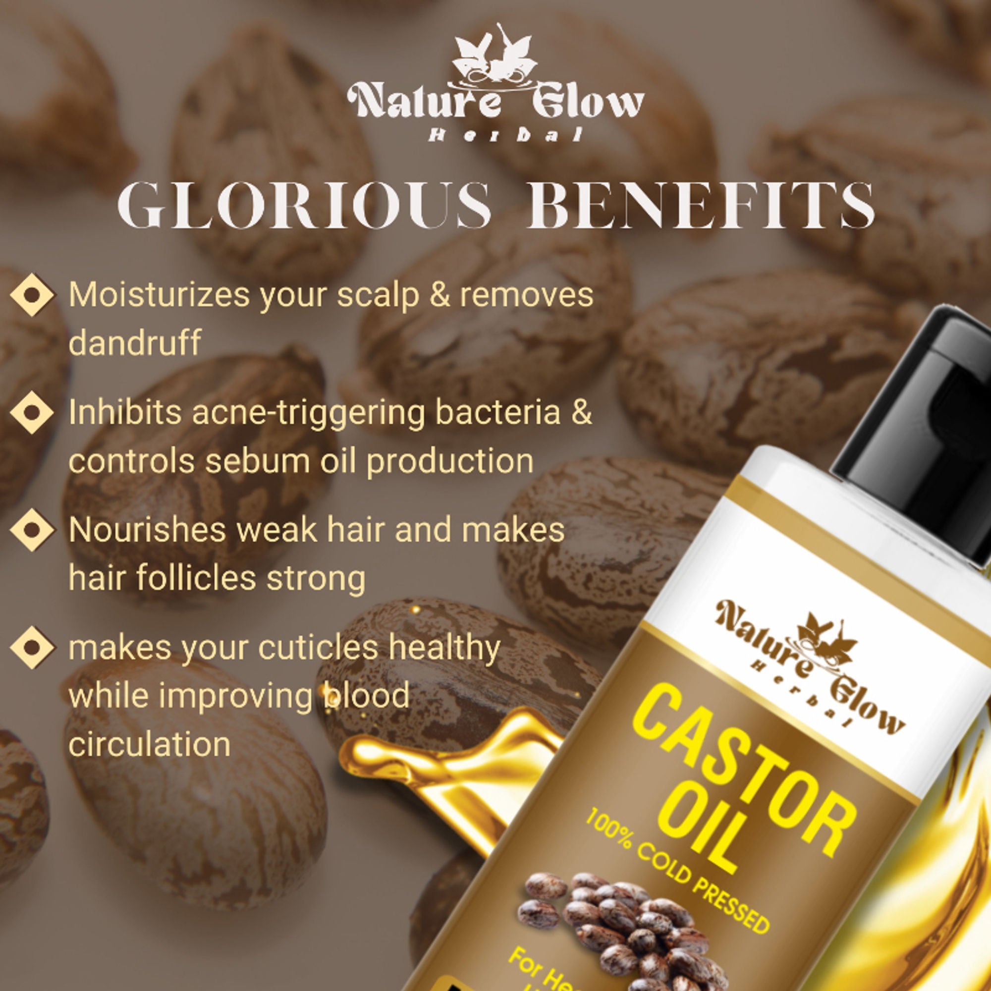 Nature Glow Herbal Castor Oil & 4 In 1 Hair Oil Combo
