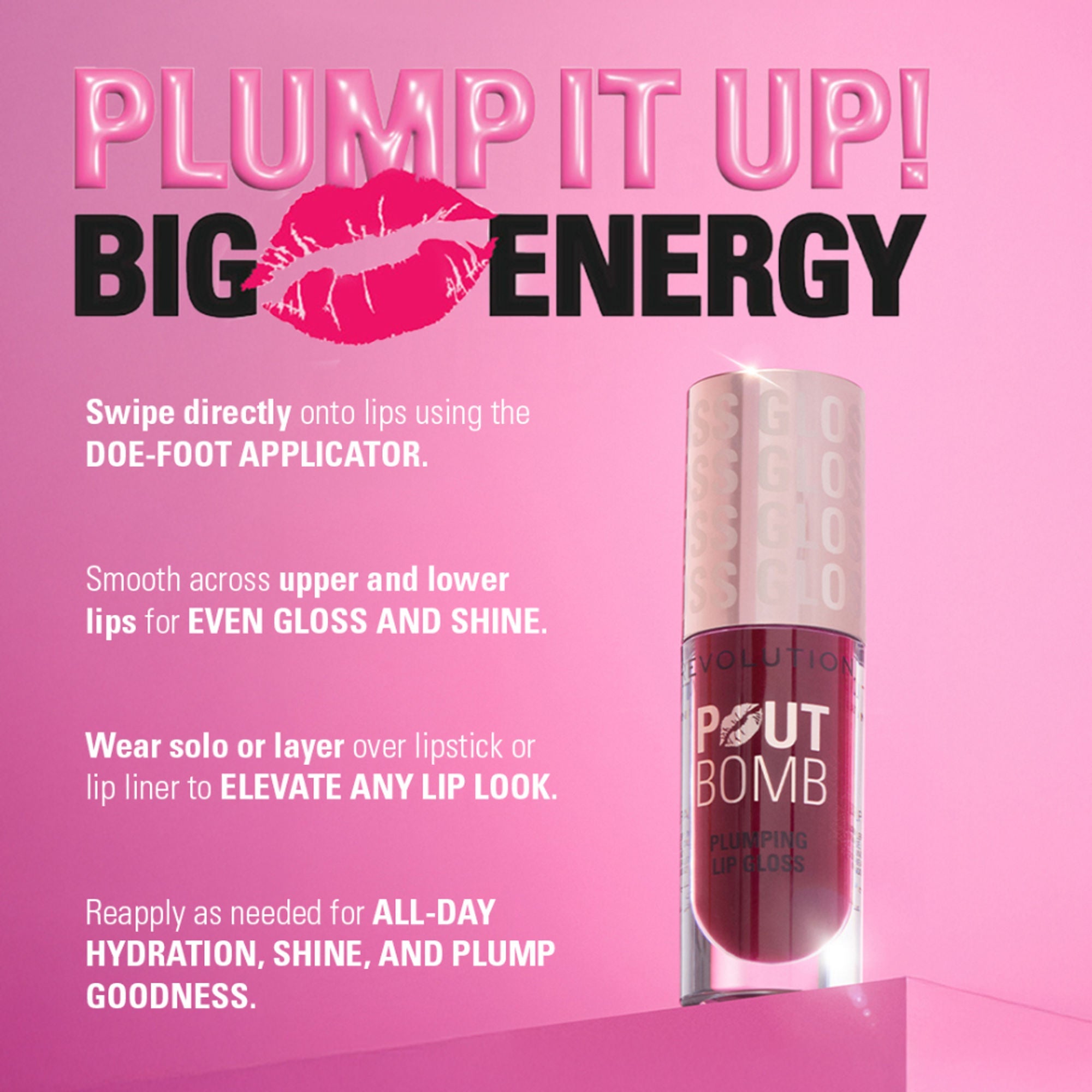 Makeup Revolution Pout Bomb Plumping Gloss - Melba Warm Peach