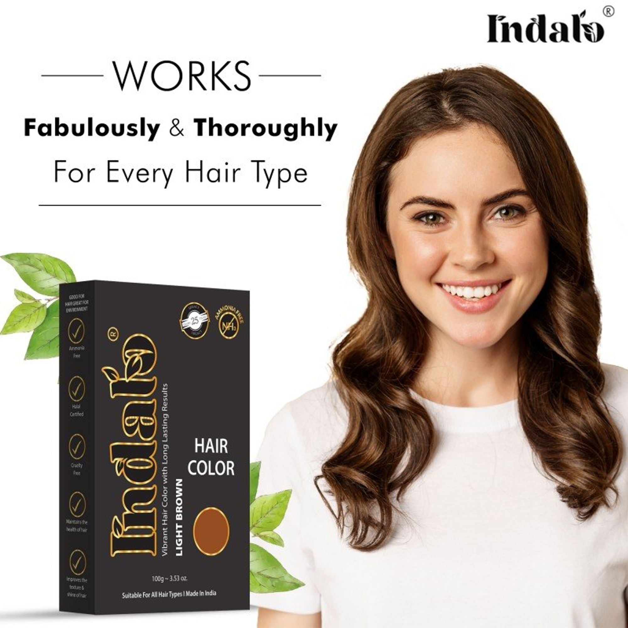 Indalo Ammonia-Free Vibrant Light Brown Hair Color With Natural Ingredients - Light Brown