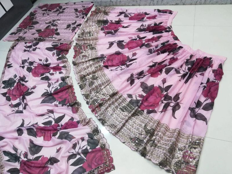 Aastha fashion off light purple Lehenga Choli with organza blouse fabric