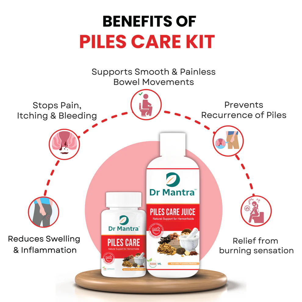 Dr Mantra Piles Care Combo - 500ml Juice + 30 Capsules for Piles & Constipation Relief