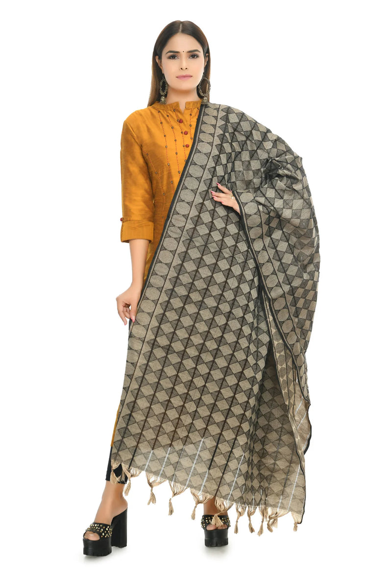 Mominos Fashion Moeza Handloom Black Color Cotton Dupatta