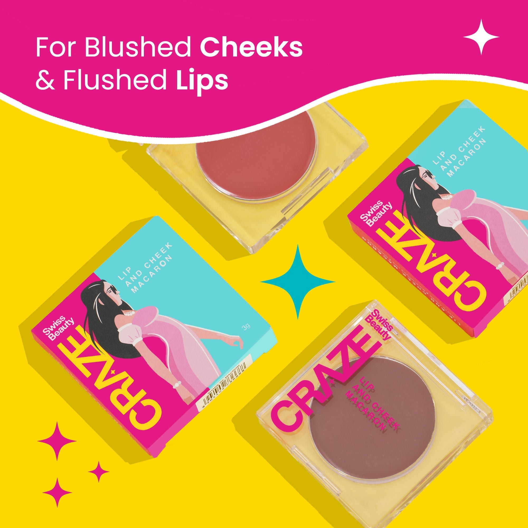 Swiss Beauty CRAZE Lip & Cheek Macaron With Vitamin E And Olive Oil - 01 Brown Pie