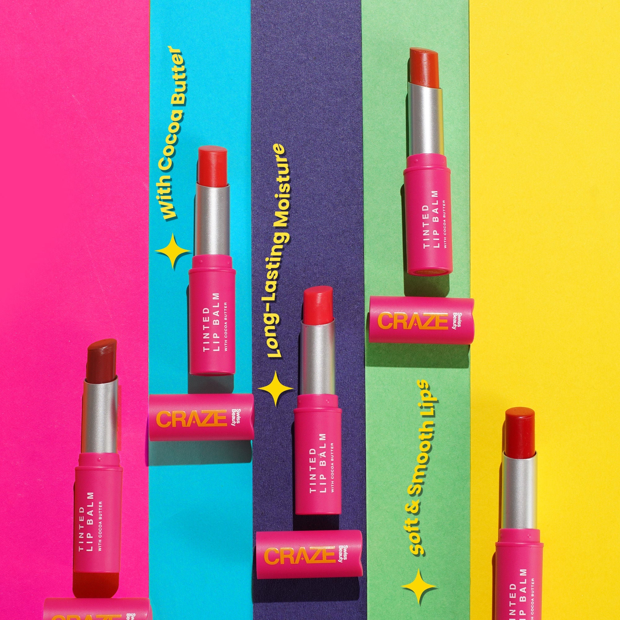 Swiss Beauty CRAZE Tinted Weightless Sheer Coverage Lip Balm With Cocoa Butter - 02 Sugar Rose