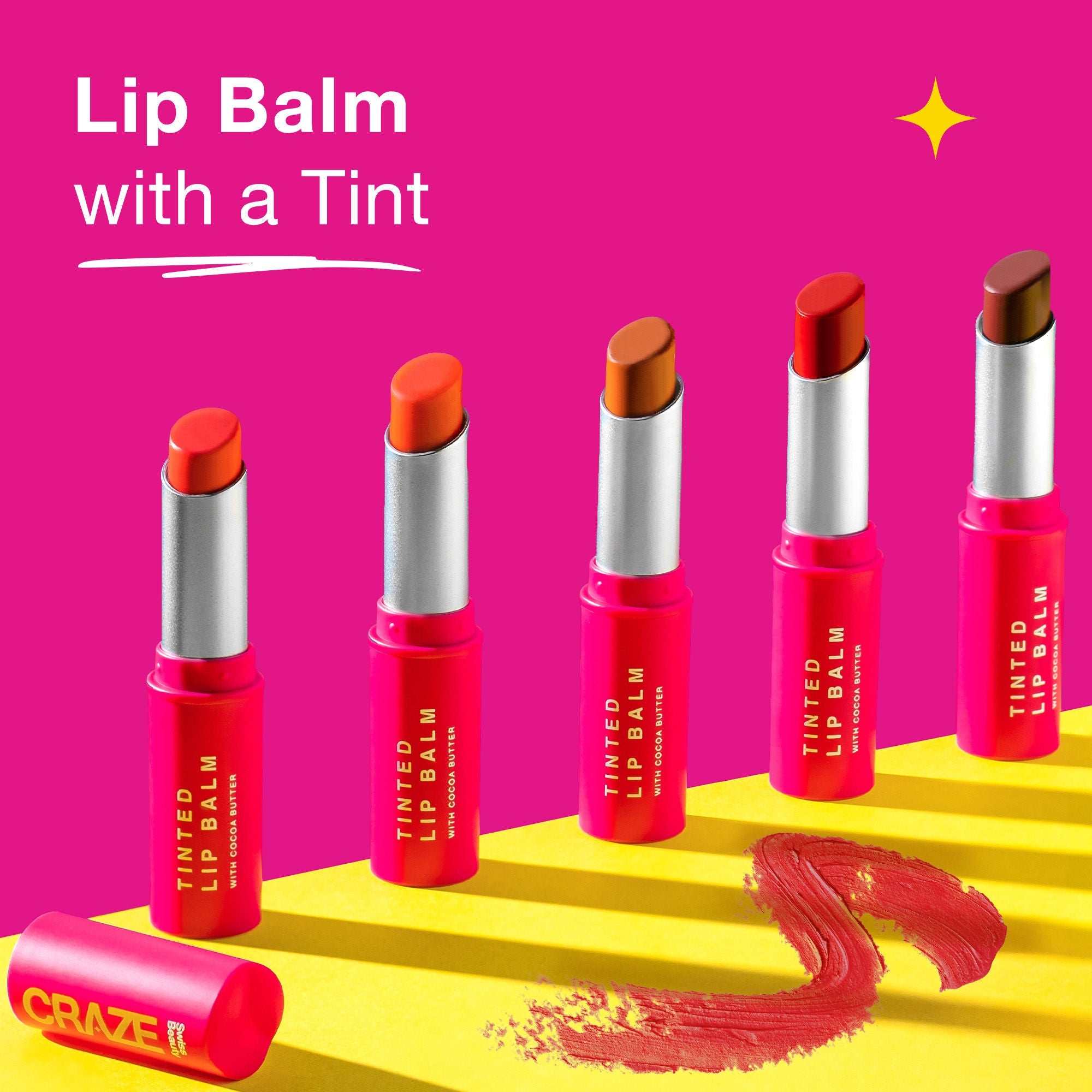 Swiss Beauty CRAZE Tinted Weightless Sheer Coverage Lip Balm With Cocoa Butter - 03 Cherry Crush