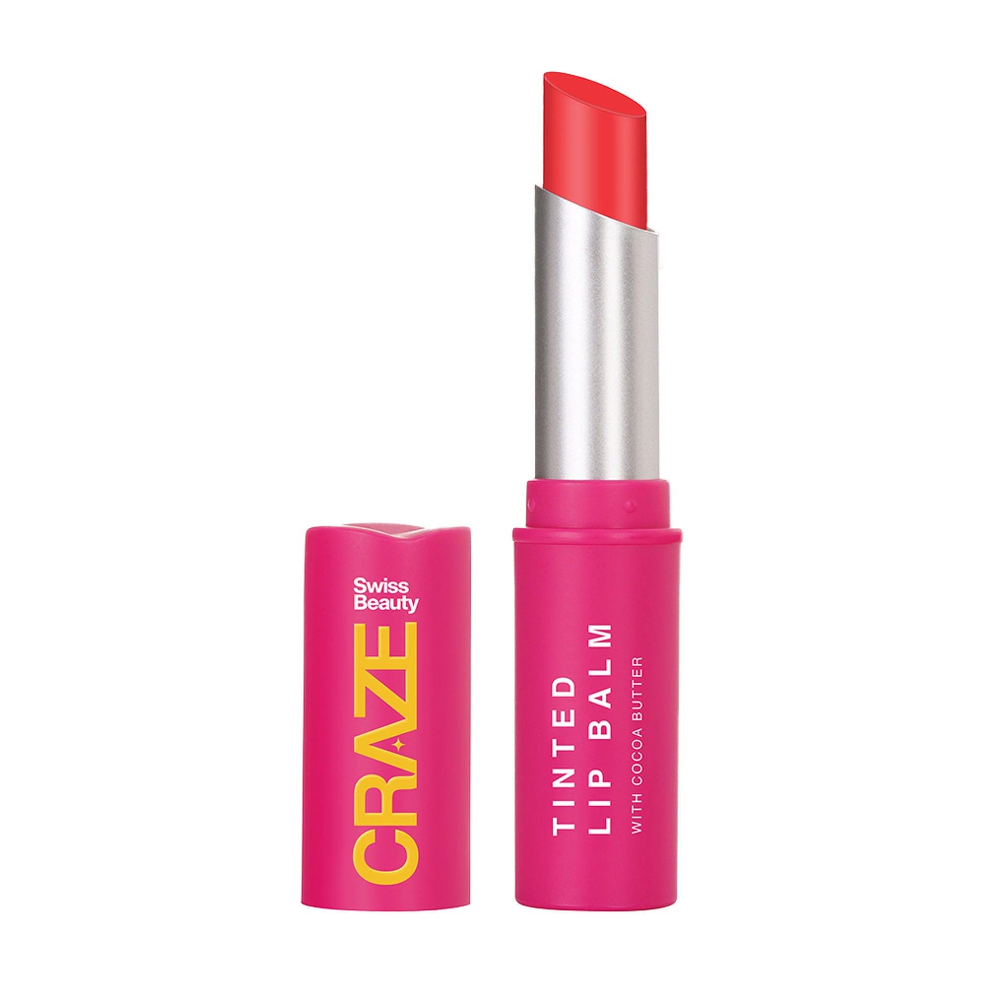 Swiss Beauty CRAZE Tinted Weightless Sheer Coverage Lip Balm With Cocoa Butter - 04 Coral Pink