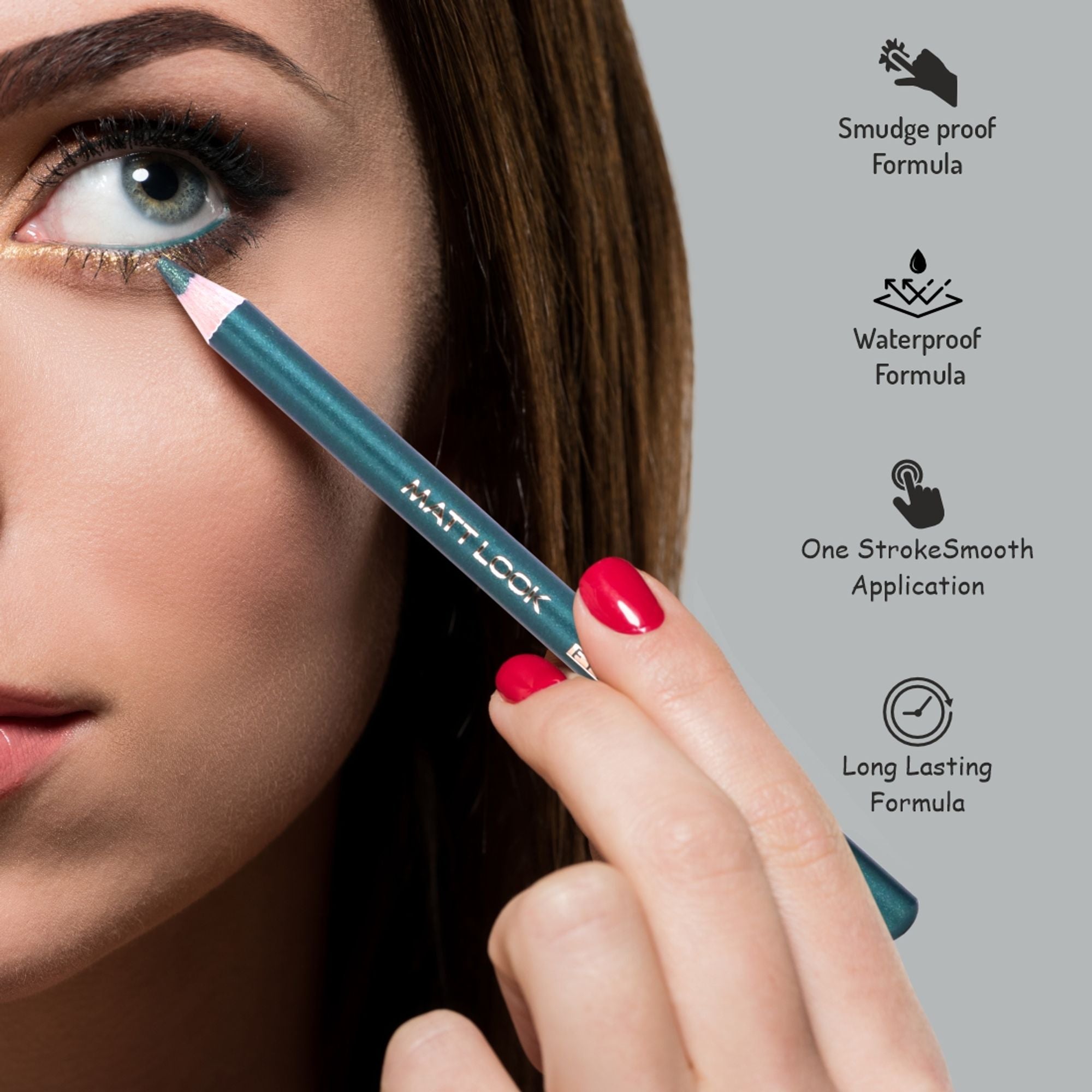 Matt Look Colorite Long Lasting Smudge Proof Eye Liner Pencil - Go Green 03