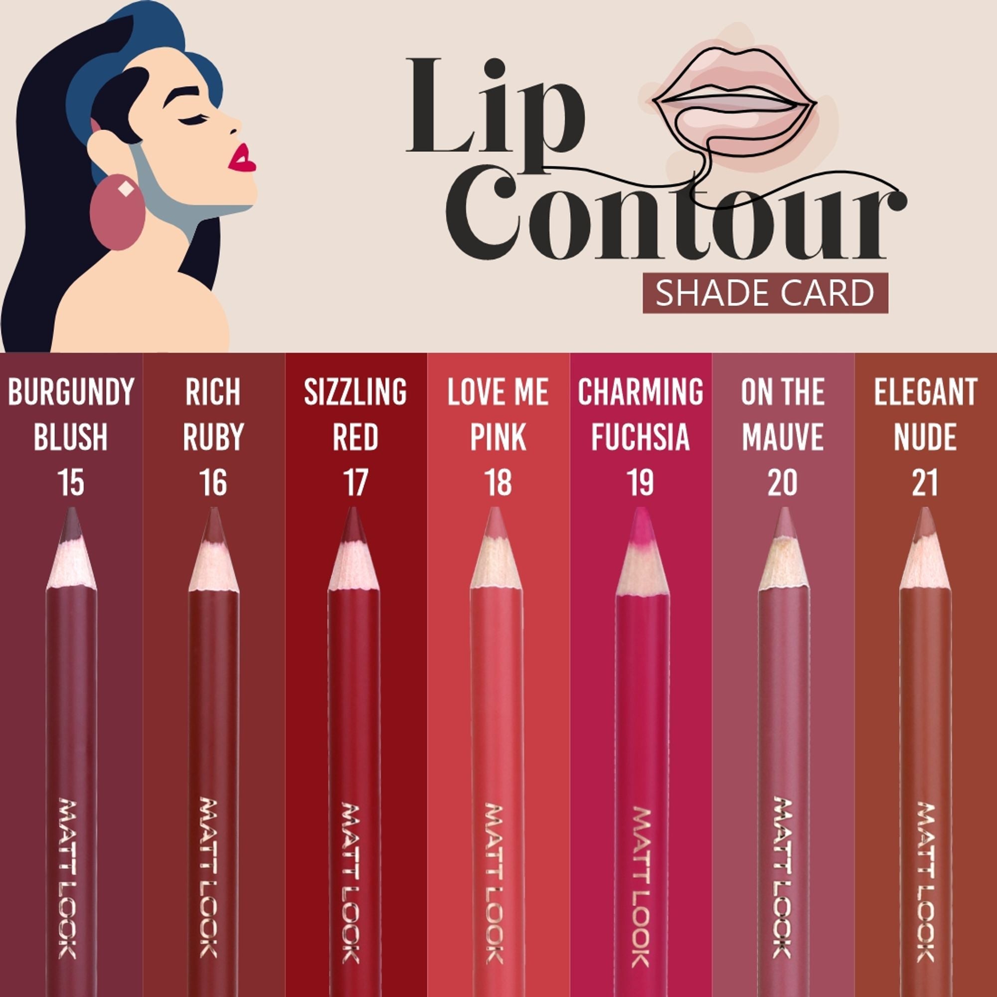 Matt Look Colorite Lip Contour Professional Matte Lip Color Pencil - First Blush 06