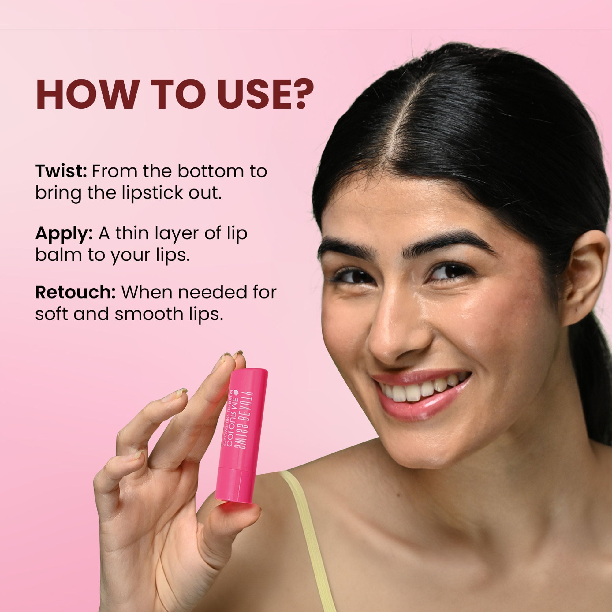 Swiss Beauty Colour Me Tinted Lip Balm For Dry With SPF 15 , Shea Butter and Vitamin E - Cherry Pop