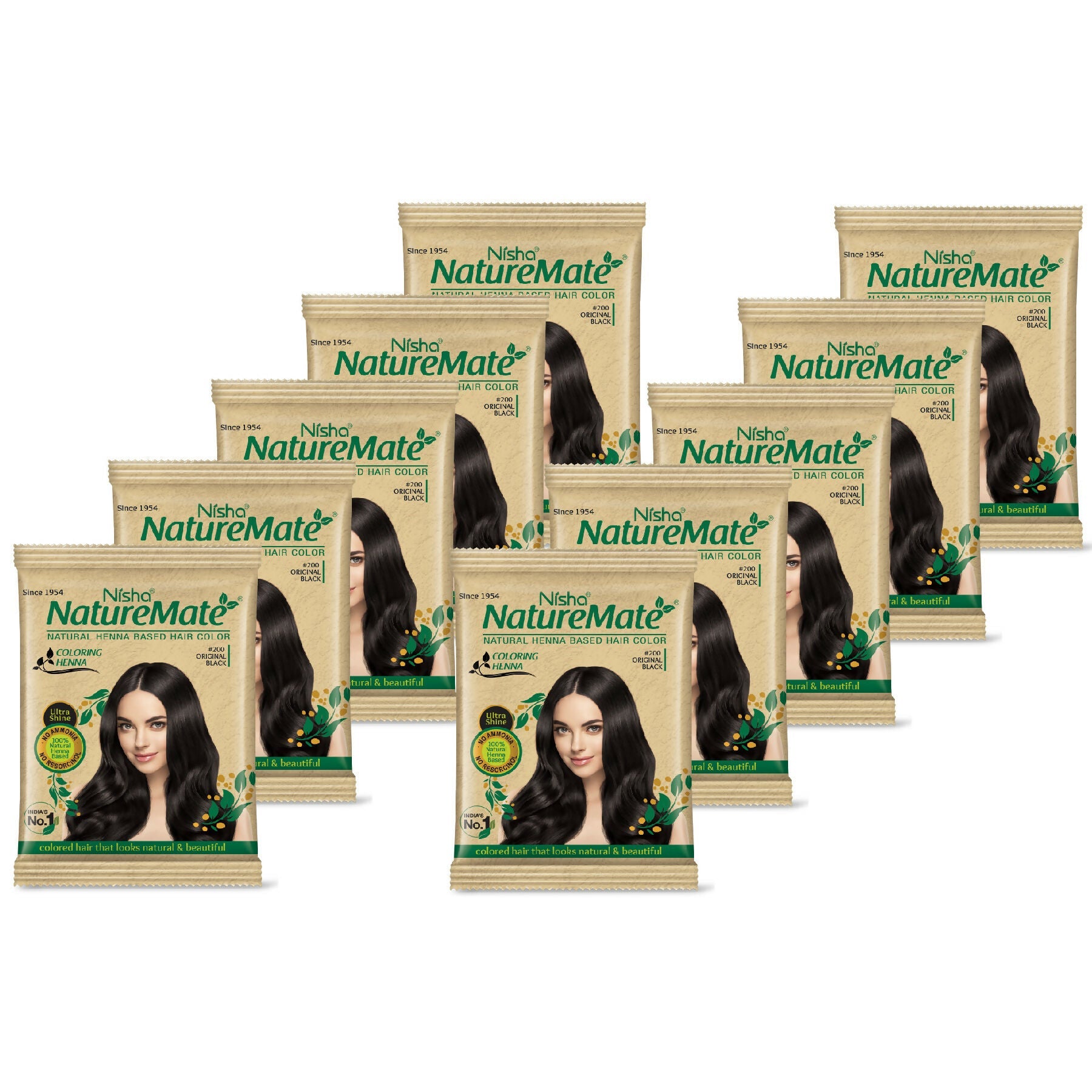 Nisha Nature Mate Henna-Based Hair Color Powder Sachet (Pack of 10)