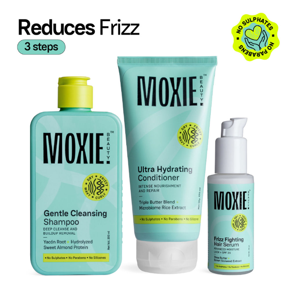 Moxie Beauty Ditch-The-Frizz Trio - Shampoo, Conditioner & Hair Serum