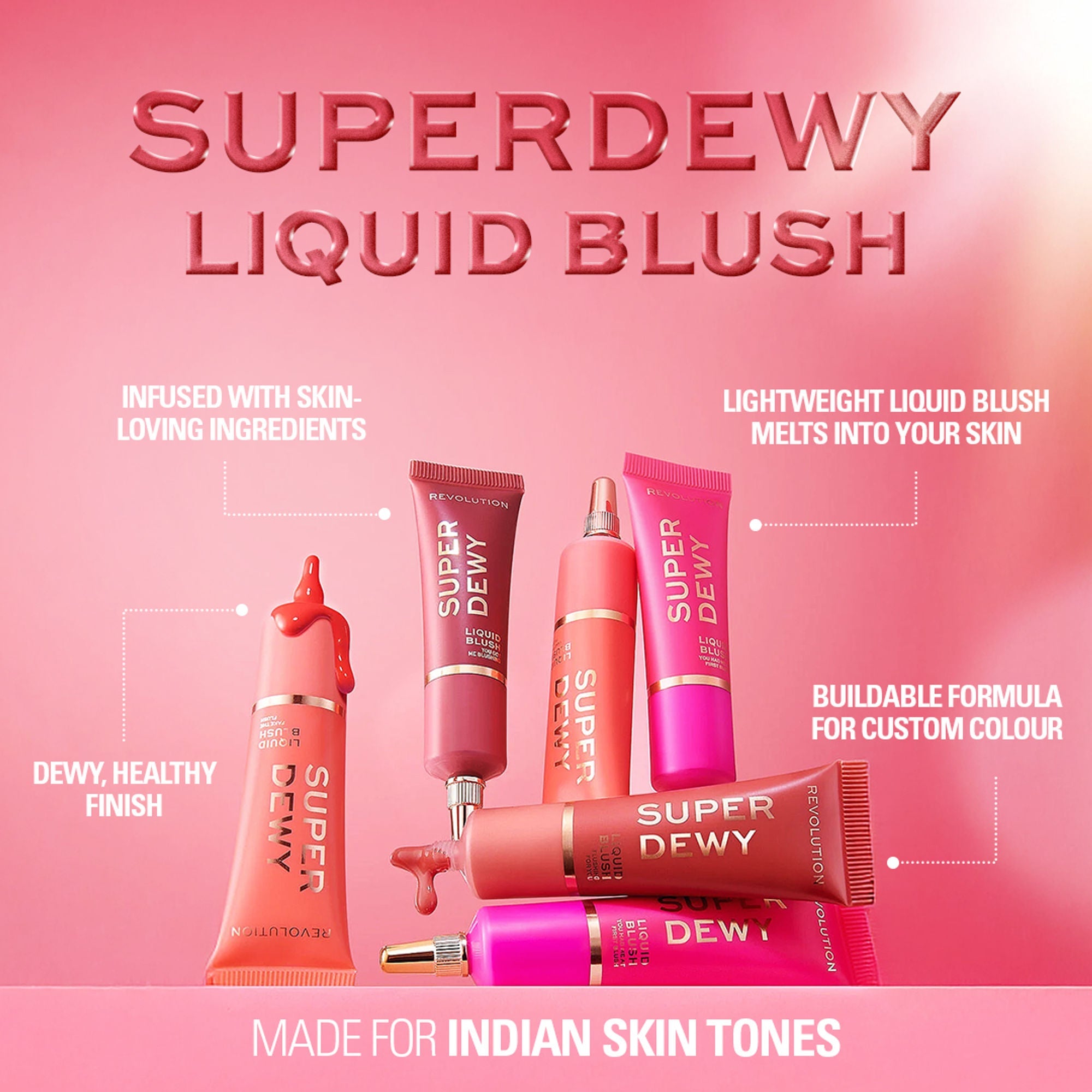 Makeup Revolution Superdewy Liquid Blusher - Ultra Pigmented-Dewy & Radiant Formula You Had Me At First Blush - Flushing For You