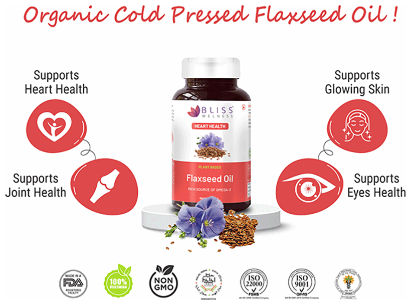 Bliss Welness Flaxseed Oil High Potency Omega-3 Softgel Capsule
