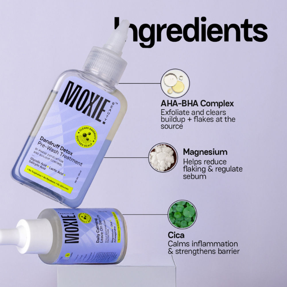 Moxie Beauty Anti-Dandruff Treatment Duo - Pre-wash Exfoliant & Leave-On Serum