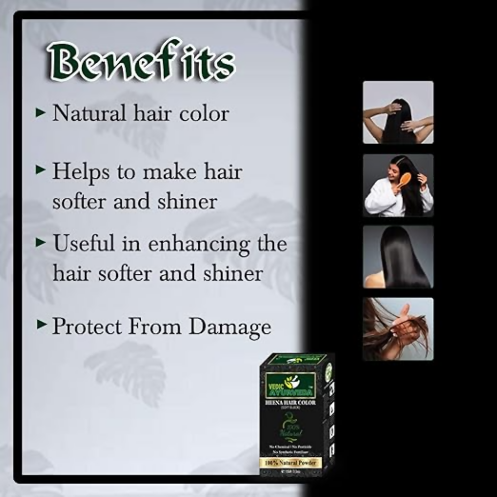 VedicAyurveda Natural Soft Black Henna Hair Color & Natural Dark Brown Henna Hair Color