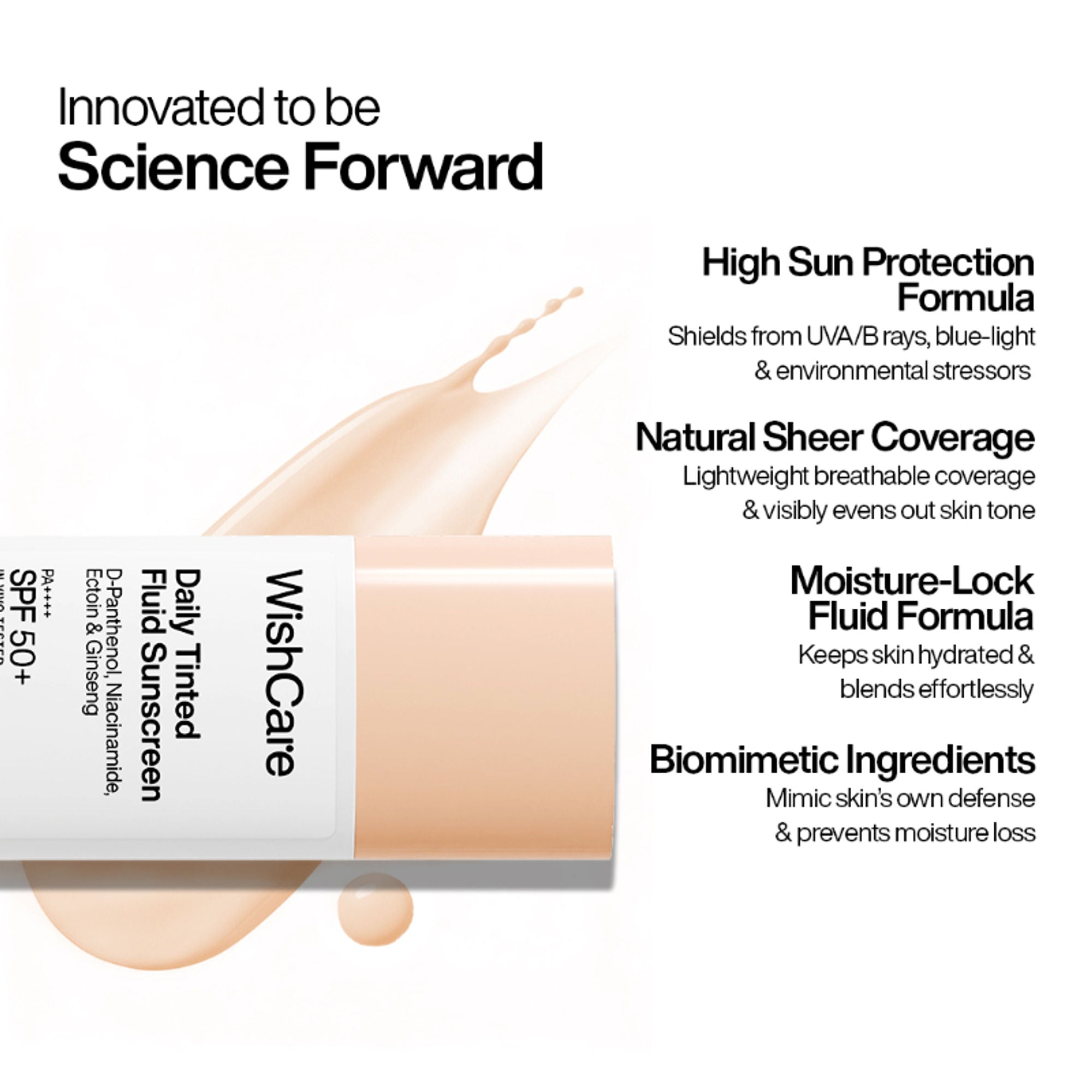 Wishcare Daily Fluid Tinted Sunscreen SPF50PA++++ - L104