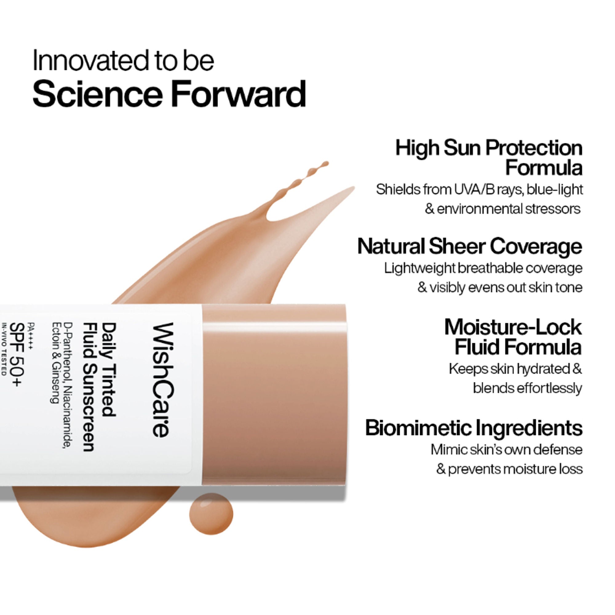 Wishcare Daily Fluid Tinted Sunscreen SPF50PA++++ - M204