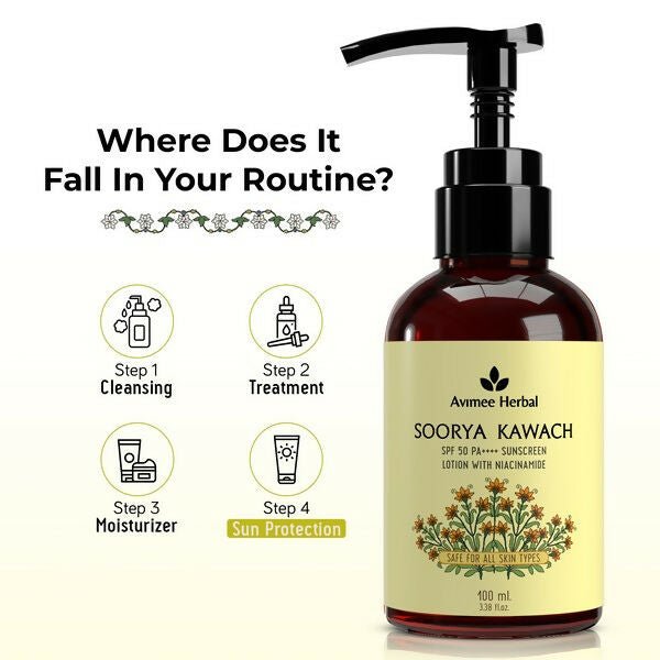 Avimee herbal Soorya Kawach SPF 50 PA++++ Niacinamide Sunscreen Lotion