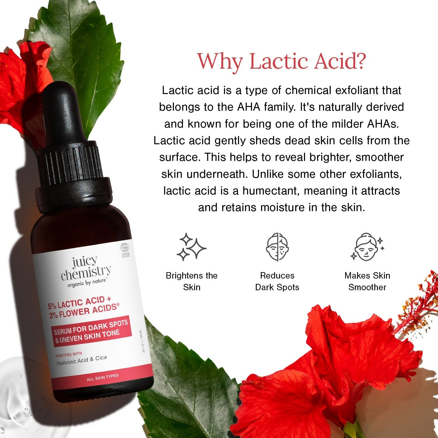 Juicy Chemistry 5% Lactic Acid + 3% Flower Acids Face Serum
