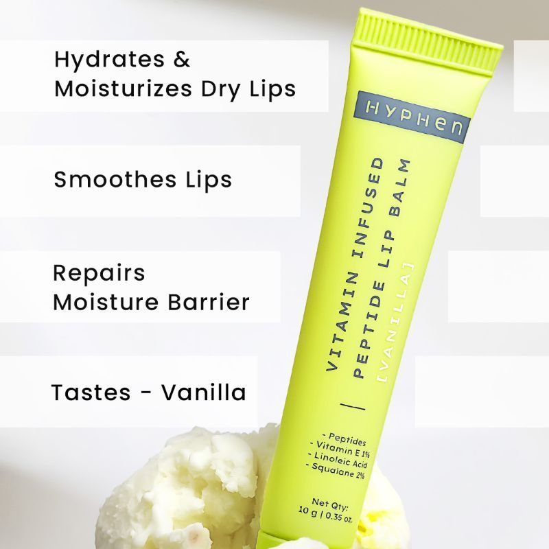 Hyphen By Kriti Sanon Vitamin Infused Peptide Lip Balm - Peach For Dry & Chapped Lips, Hydrating & Moisturizing Balm
