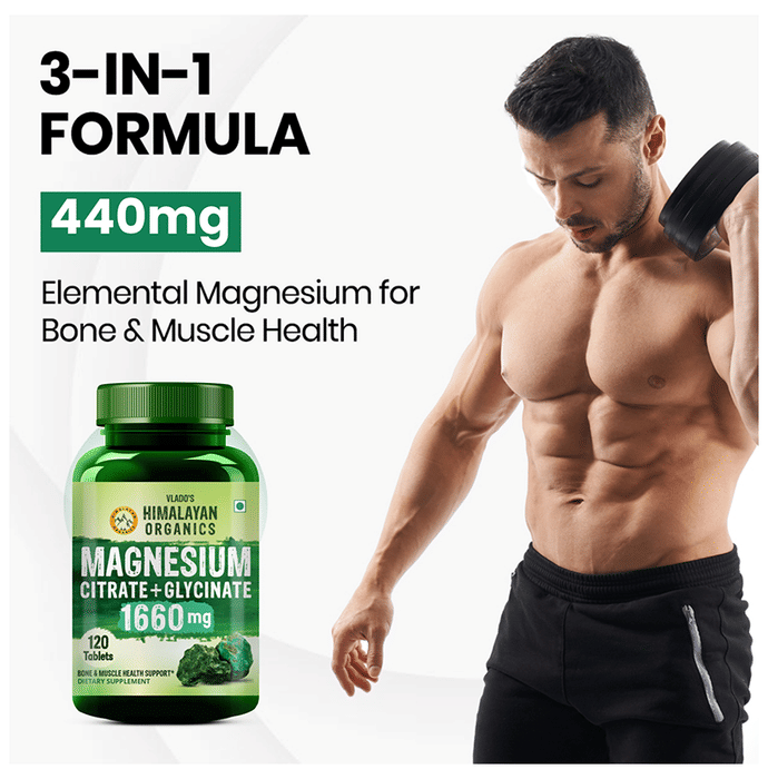 Himalayan Organics Magnesium Citrate+Glycinate Tablets (1660mg)