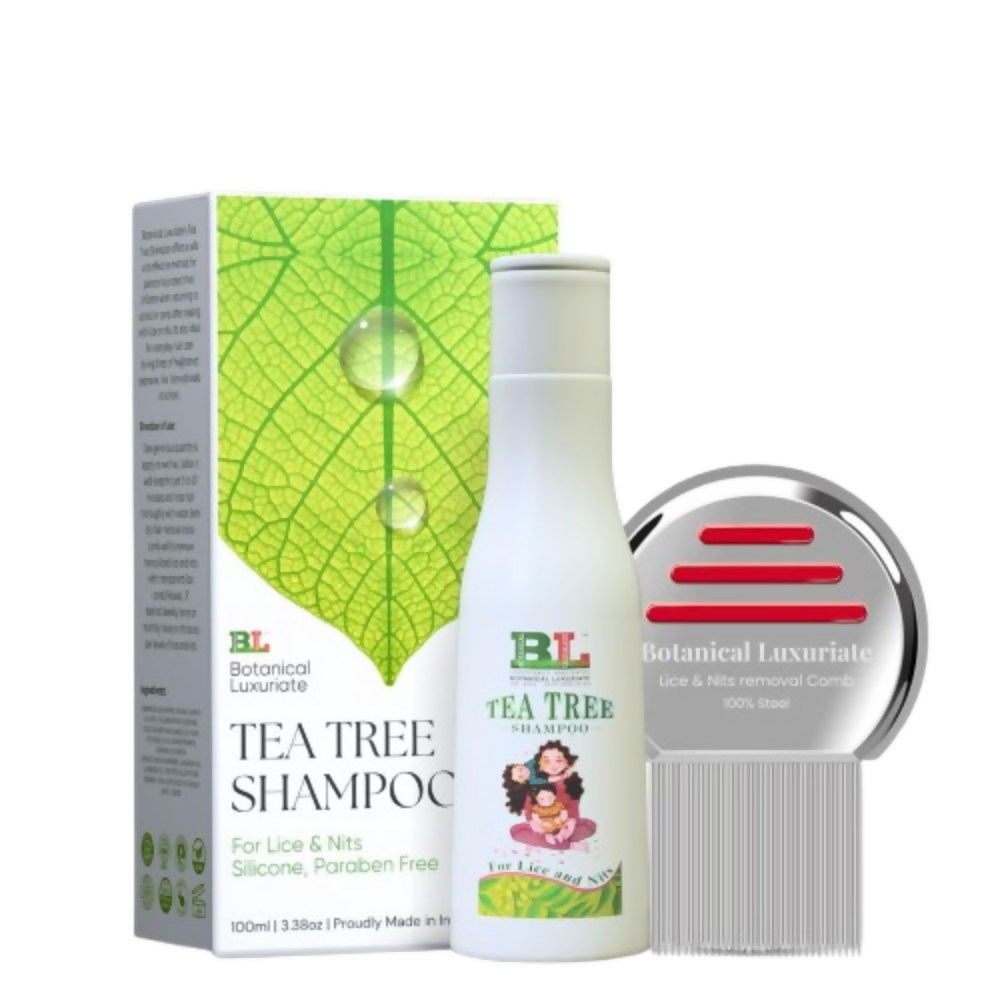 Botanical Luxuriate Tea Tree Natural Anti Lice And Nits Shampoo With Steel Lice And Nit'S Removal Comb