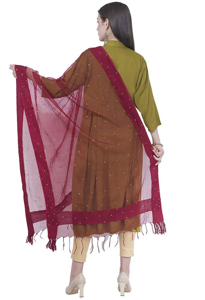 Mominos Fashion Maroon Stone Work Dupatta