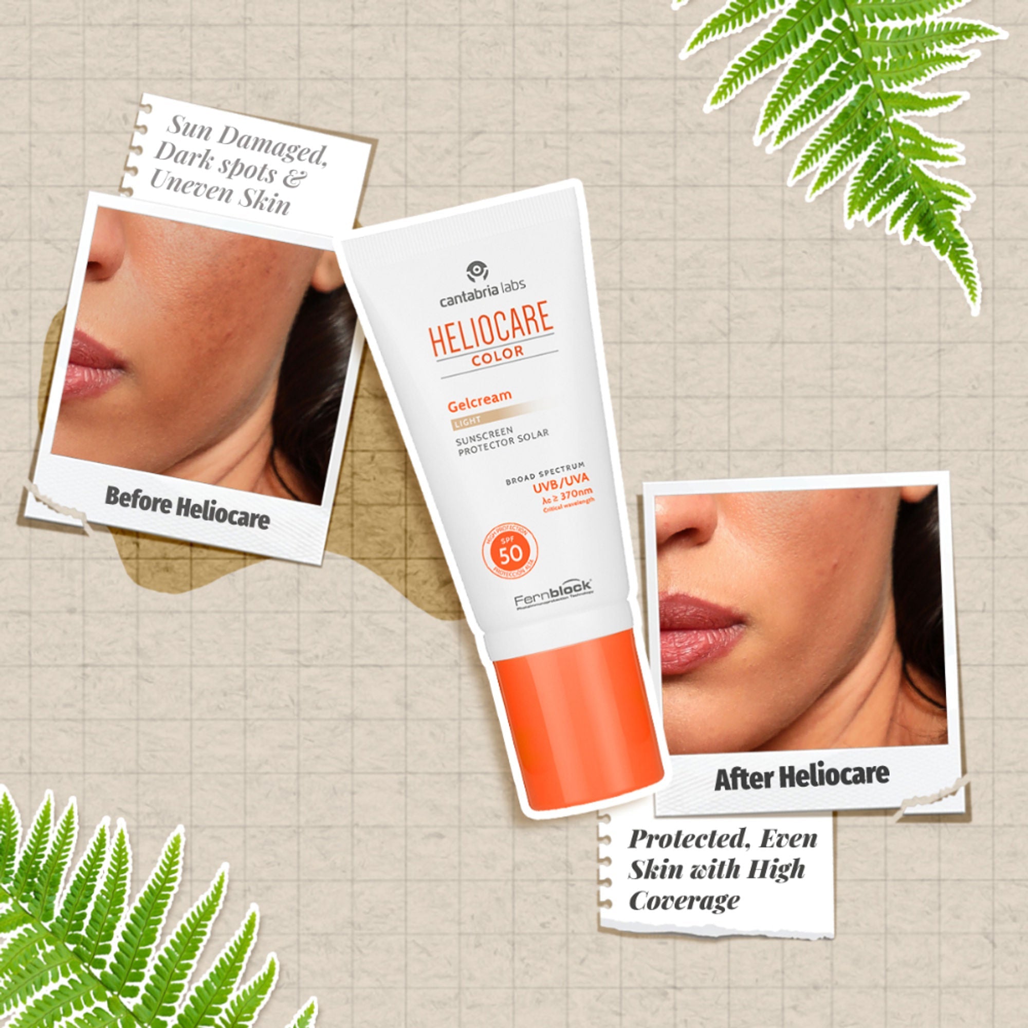 Heliocare Color Gel Cream Tinted Sunscreen SPF 50 Uva & Uvb Protection, No White Cast, Dewy Finish