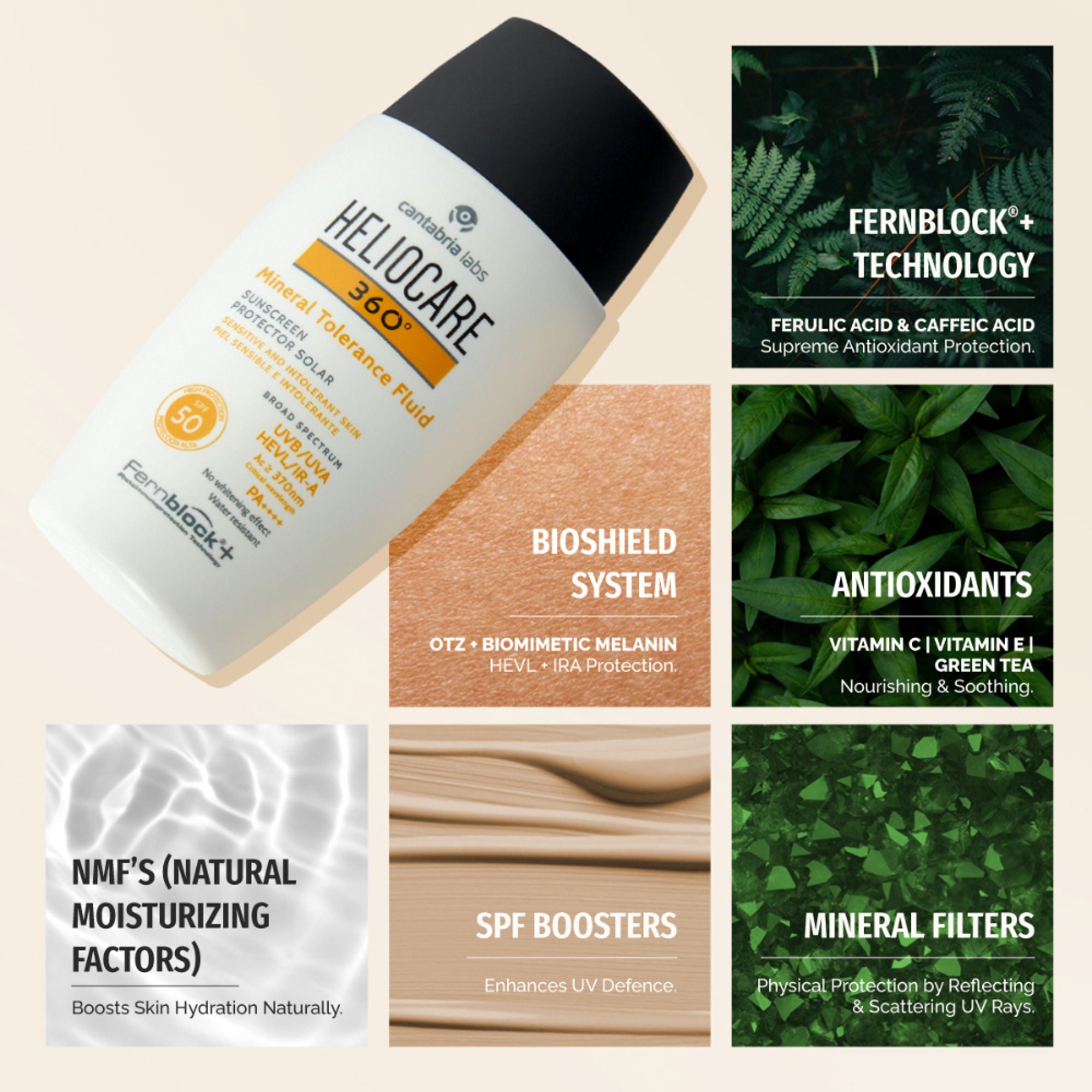 Heliocare Mineral Tolerance Fluid Sunscreen SPF 50 Pa++++ 100% Mineral, Vit C & E Sensitive Skin