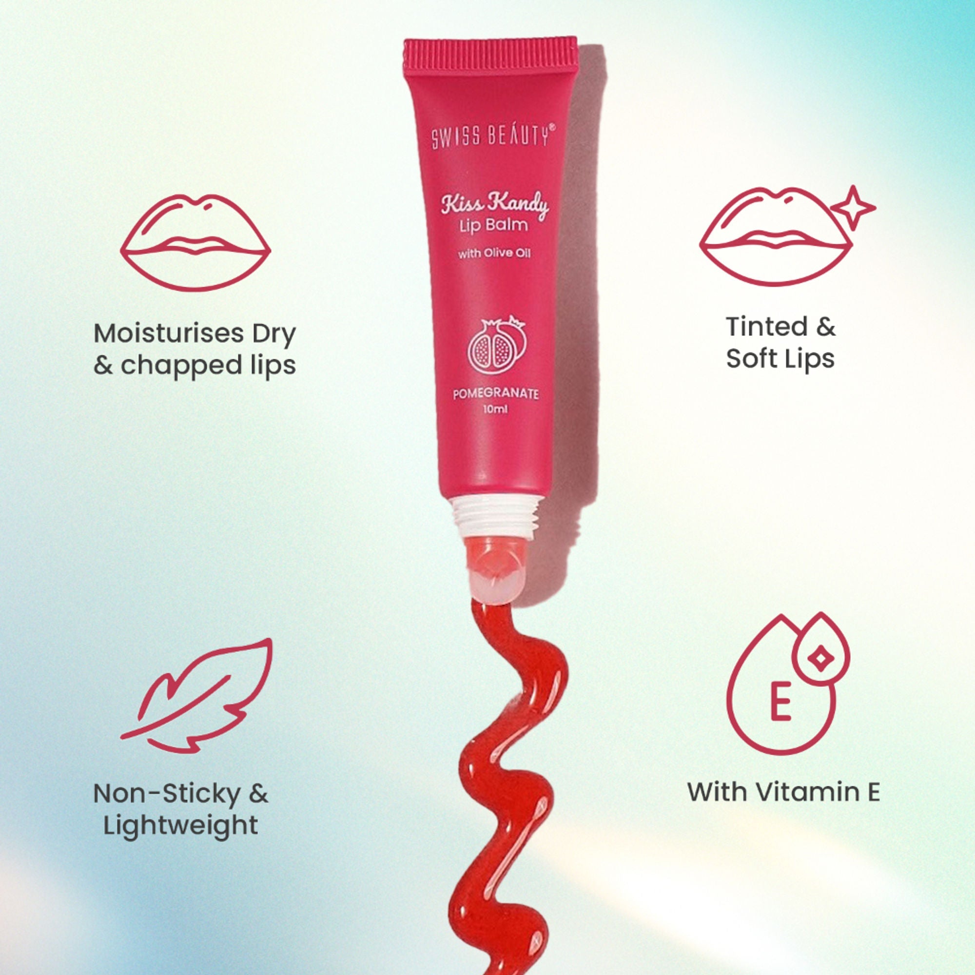 Swiss Beauty Kiss Kandy Tinted Lip Balm | Non-Sticky with Olive Oil & Vitamin E - 01 Peach